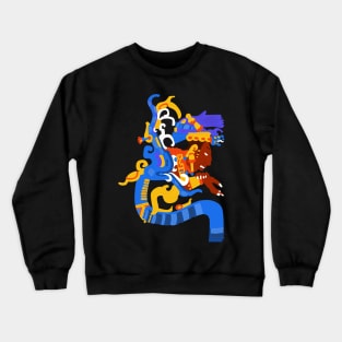 Human head emerging from a snake mouth yaxchilan Crewneck Sweatshirt